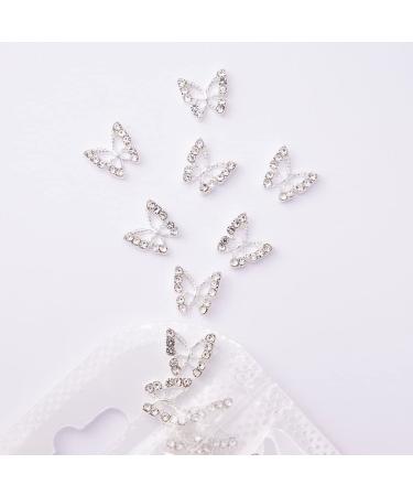 3D Alloy Butterfly Nail Charms - 20pcs Metal Rhinestones & Crystal Gems for DIY Manicure - Silver Nail Art Decoration Supplies for Women - Buy Online on GoSupps.com
