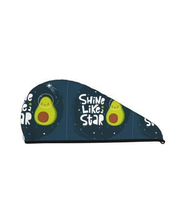 Hair Towel Wrap Hair Drying Towel with Button Towel Turban Head Towel to Dry Hair Quickly (Avocado in Space1)