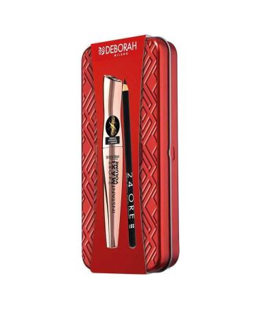 DEBORAH Deborah Milano - Women's Gift Set - Tin Eye Makeup with Maxi Volume Instant Mascara with 24-Hour Ceramic Pencil 251 Black