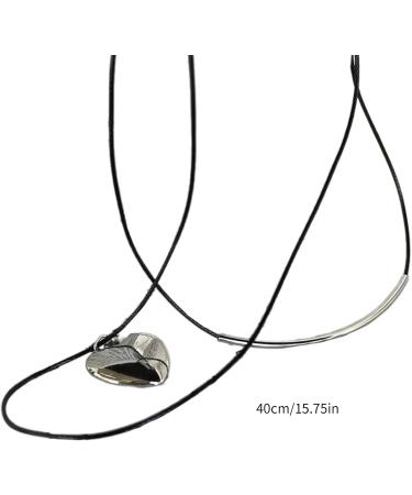 Shop Oralgos Fashionable Heart Pendant Necklace - Double-Layer Leather Cord Adjustable Women's Accessory - Buy Online on GoSupps.com