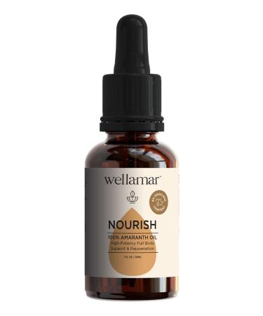 Wellamar - 100% Amaranth Oil Nourish - Natural Support for Skin Hair & Nail - Strengthens Immunity and Metabolism - Antioxidant-Rich & High-Squalene Oil (1fl oz 30ml) Nourish: 100% Amaranth Oil Drop