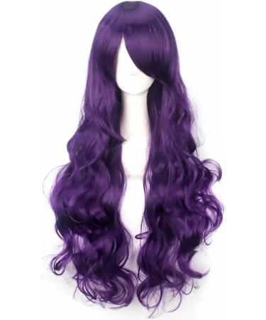 ColorfulPanda 32inch Long Curly Dark Purple Wig for Women - Heat Resistant Synthetic Wigs for Cosplay, Halloween, Party - Buy Online on GoSupps.com