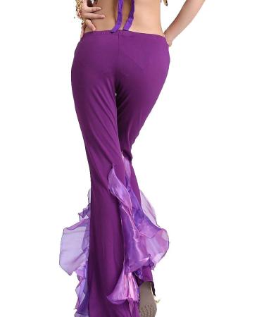 ZLTdream Women's Belly Dance Crimped Bell Pants in Crystal Cotton Purple - Buy Online on GoSupps.com