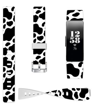 Inspire 2 Bands Cow Design Silicone - ENDIY Cute Women Girls Personalized Strap Designer Aesthetic Pattern Compatible with Fitbit Inspire 2/Inspire/Inspire Hr Large - Black Cow Print Cow Large