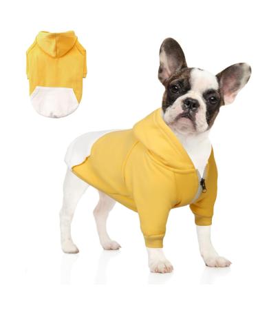meioro zipper hooded pet clothes dog cat clothing cute pet clothes warm hood French bulldog pug (s yellow) s yellow - Buy Online on GoSupps.com