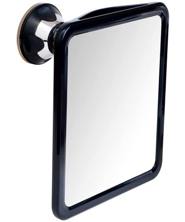MIRRORVANA Fogless Shower Mirror for Shaving with Upgraded Suction  Dual Anti Fog Design  Shatterproof Surface & 360  Swivel  8 x 7 Black