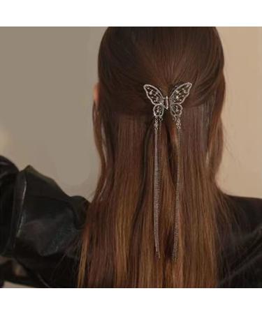 Myhiju Butterfly Tassel Hair Clips - Black Pearl Rhinestone Hair Accessories for Women - Buy Online on GoSupps.com