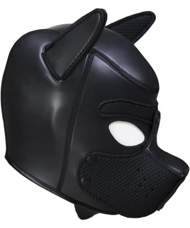 Adults Puppy Hood Mask Removable Cosplay Dog Full Face Pup Hood Mask for Halloween Cosplay Novelty Costume Performance Props Gifts (Black) - Buy Online on GoSupps.com