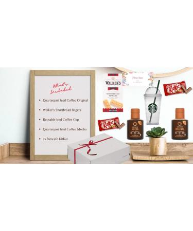 Temas Iced Coffee Snack Gift Bundle Includes Quarterpast Iced Coffee Original & Iced Mocha Short Bread Biscuit Reusable Coffee Cup & Nescafe KitKat - Buy Online on GoSupps.com