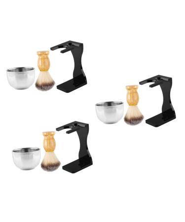 Minkissy 3 sets Razieted suits for men shaving brushes shaving brush holder metal shaving razor shell shaving stand and bowl weary shaving cup suite acrylic multi -purpose man
