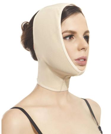 Face Mask Lifting Anti-Sagging Double Chin Reducer Cheek Neck Lift Up Slimming Belt Strap Band tipo Colombiana Faja Mentonera Galess (One Size) Beige