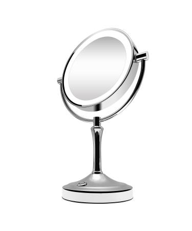 SHACJHNN LED Makeup Mirror-10x Magnifying Vanity Mirror with Lights  7 Double Sided Lighted Vanity Makeup Mirror with Stand  Touch Button Brightness Adjustable