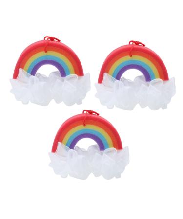3pcs Rainbow Body Brush Suspensible Bath Flower Lovely Bath Sponges Rich Foaming Bathing Balls Rainbow Body Bath Rub Novelty Rainbow Sponges Bath Balls Rainbow Bath Sponges