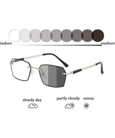 Buy Fashion Polygon Metal Reading Glasses for Men - Photochromic Blue Light Blocking & Anti-UV Sunglasses (Gold Size 2.0x) | International Shipping Available - Buy Online on GoSupps.com