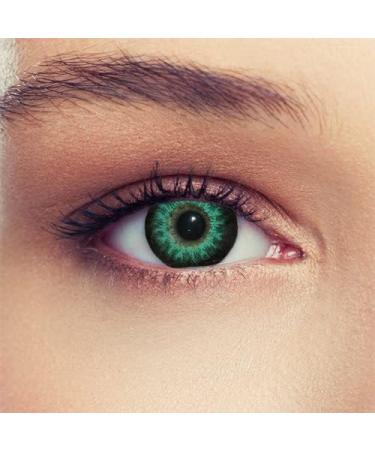 Shop Green Colored Contact Lenses - Monthly Lenses for Dark Eyes Large Eye Effect Free Container Prescription -4.25 - Buy Online on GoSupps.com