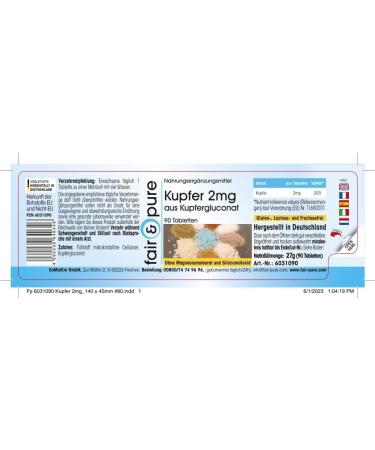 Fair & Pure Copper Supplement 2mg - Vegan 90 Tablets - Buy Online on GoSupps.com