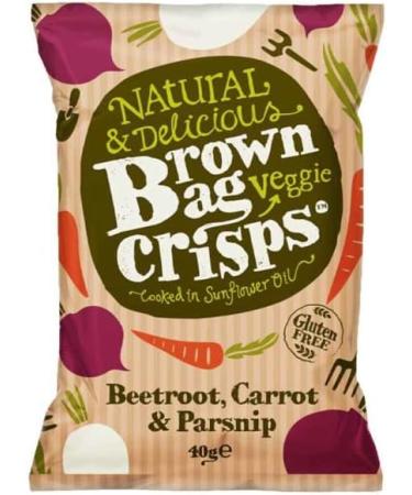 Brown Bag Crisps Beetroot Carrot & Parsnip Veggie Crisps 40g - Pack of 5 - Buy Online on GoSupps.com
