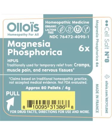 Buy OLLOIS Magnesia Phosphorica 6X - Organic Vegan & Kosher Cell Salt #8 | Lactose-Free - 80 Pellets - Buy Online on GoSupps.com