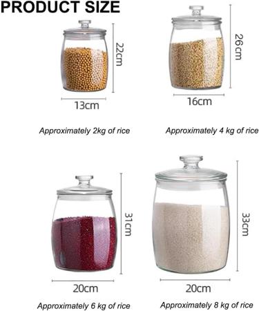 Sions Clear Glass Rice Dispenser Grain Storage Bucket with Sealing Lid Multifunctional Flour And Grain Container Creative Glass Food Storage Container 6kg - Buy Online on GoSupps.com