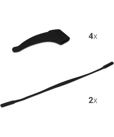 Anti Slip Holder Set for Glasses - 4 Silicone Ear Hooks & 2 Sports Cords - Black - Buy Online on GoSupps.com