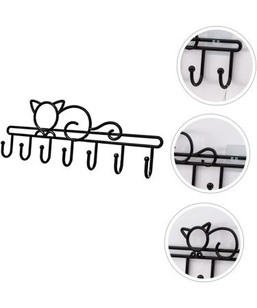 Alipis 7 Kitten Wall Hanging Wall Mounted Towel Holder Towel Hook Coat Hook Over Coat Racks Hook Rack Rural 46X14.5CM Black - Buy Online on GoSupps.com