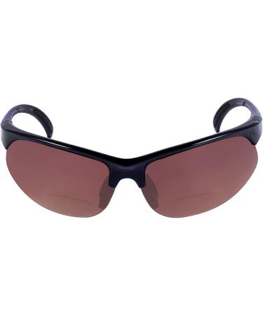 Bifocal Sport Wrap Reading Sunglasses 2-Pack for Men and Women - 2 Microfiber Cases - Black/High Definition Amber 2.5x - Buy Online on GoSupps.com