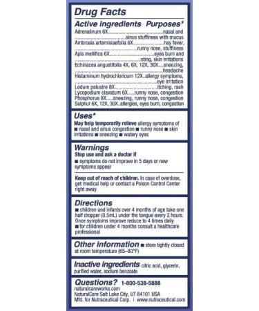 NaturalCare Children's Allergy Care Homeopathic Liquid Drops 1 Fl Oz - Buy Online on GoSupps.com