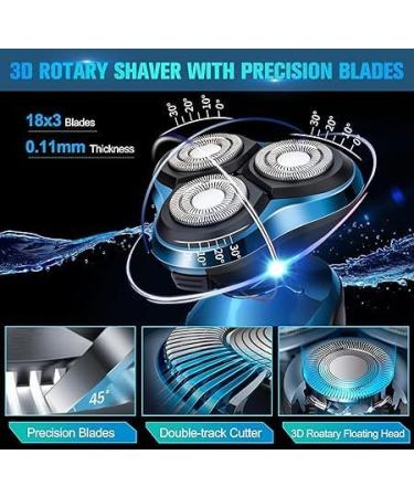 Buy Advanced Electric Razor for Men - Cordless Rechargeable 3D Rotary Shaver Waterproof Wet/Dry Grooming Gift in Bright Blue - Buy Online on GoSupps.com