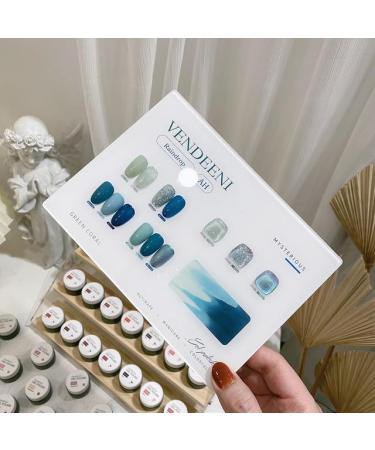 10 Colors/Set Gel Nail Polish Sequins Glitter Transparent UV Gel Varnish Colorful Purple Blue Nail Art Gel Lacquer - (Color: AH)