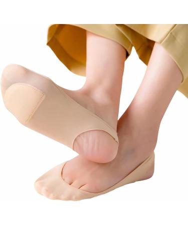 4 Pairs Beige Sock Style Ball of Foot Cushions for Women - Non-Slip Metatarsal Pads & Invisible Boat Socks - Buy Online on GoSupps.com