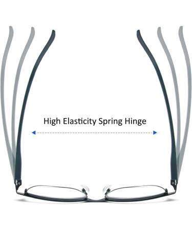 MMOWW Men's Rectangular Reading Glasses | Light Blue Metal Frame | Spring Hinges | Blue Light-Blocking | 1.5x Magnification - Buy Online on GoSupps.com