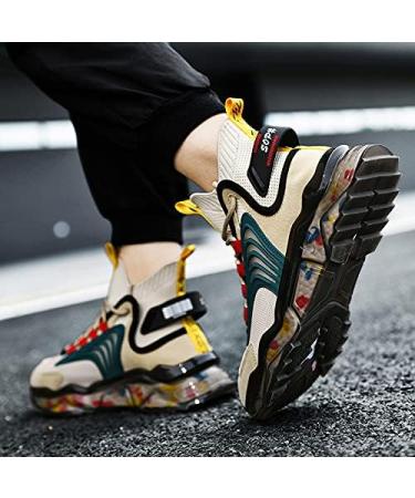 LZDZN Men's High Top Basketball Sneakers - Black/Beige/Grey - Size 9.5 - Buy Online on GoSupps.com