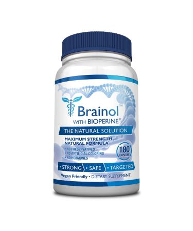 Brainol - The Smartest Choice For A Brain Boosting Nootropic - Enhance Mental Performance Focus and Clarity - With DMAE Huperzine A BioPerine - Vegan-Friendly - 180 Capsules - 3 Month Supply 180 Count (Pack of 1)