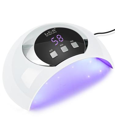 54W UV lamp for gel nails UV lamp nails with 3 timers and LCD display auto sensor 18 LED USB load portable LED lamp nails for home and nail studio gift for Valentine's Day for women (white)