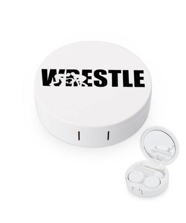 USA Wrestle Round Case For Contact Lens Kit Storage Box with Mirror Printed