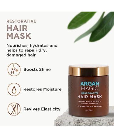 Argan Magic Restorative Hair Mask - Protein-Rich Conditioning Treatment | Hydrating, Restoring, and Repairing Damaged Hair | Made in USA | Paraben and Cruelty-Free | 12 oz - Buy Online on GoSupps.com