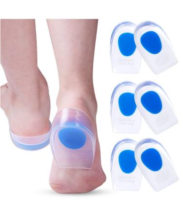 3 Pair Gel Heel Cups Plantar Fasciitis Inserts - Silicone Gel Heel Pads for Heel Pain  Bone Spur & Achilles Pain  Gel Heel Cushions and Cups  Pad & Shock Absorbing Support