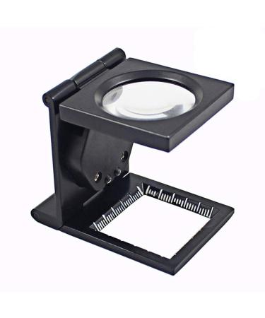 10 X Linen Test Three Folding Magnifying Glass Portable Zinc Alloy Magnifierwith LED Lamp for Textile Jewelry Collection Repair Magnifying Glass