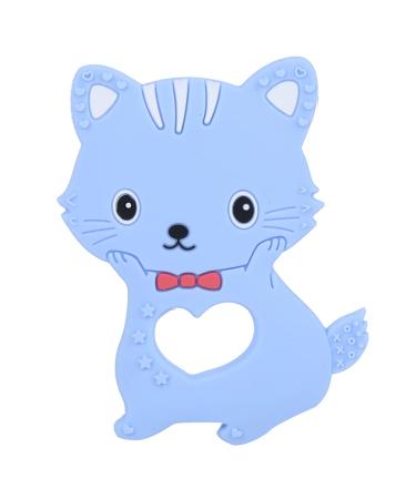 Adorable Cartoon Cat Teething Toys - Safe and Soothing Silicone Teethers for Babies Kids and Children(Blue)