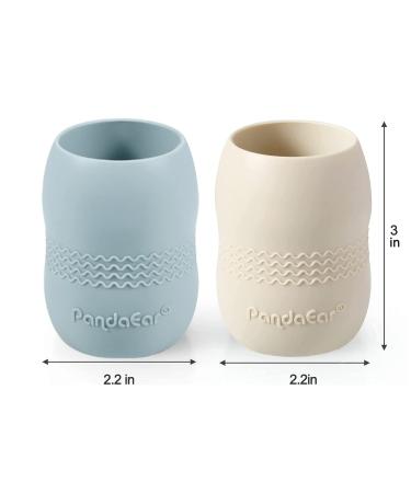 Pandaear 2-Pack Baby Drinking Cups | 100% Silicone Multi-Way Mug for Toddlers 4-12 Months | Snack & Drink Cup - Blue/White - Buy Online on GoSupps.com