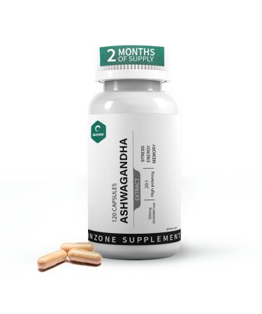 Inzone Organic 120 Ashwagandha Capsules - 10 000mg - Extra Strength Highest Potency Ashwagandha Supplement - Natural Stress Relief Supplements Mood Support Immune Focus & Energy Enhancer