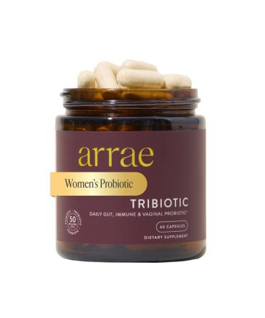 Arrae Tribiotic Probiotics for Women Support for Vaginal pH Balance Gut Immune and Feminine Health Prebiotics Probiotics Postbiotics 60 Count