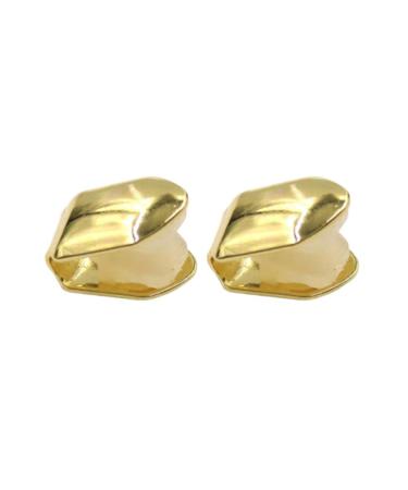 Exceart Hip Hop Teeth Grillz Hip Hop Top Single Grill Cap Shiny Teeth Caps for Teeth Mouth Decoration Accessories (Golden) 2pcs