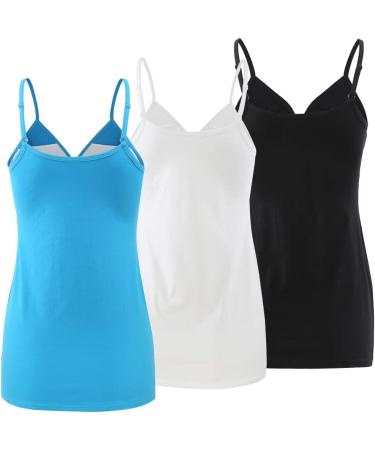Manci Women's Cotton Nursing Tank Top Cami Maternity Pajama Sleep Bra - S White/Black/Bright Blue - Buy Online on GoSupps.com
