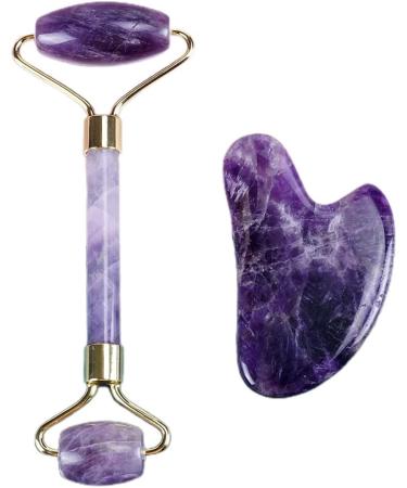 Amethyst Gua Sha & Face Roller Set | Beauty Tools for Massage & Eye Care | Self-Care Essentials - Buy Online on GoSupps.com