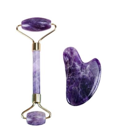 Roller Gua Sha Amethyst Face Roller Tools Beauty For Massage Eye Roller For Eyes Self Care Gua Sha Set Pattern Roller