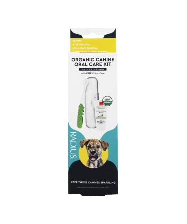 RADIUS Puppy Kit Dog Toothbrush USDA Organic Dental Solutions 0.8oz Toothpaste Ultra Soft Bristle for Dogs Designed to Clean Teeth - Pack of 1 Puppy Kit Pack of 1
