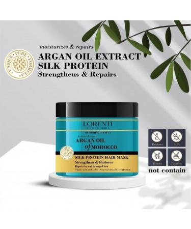 Lorenti Deep Conditioning Hair Mask 500 ml | For Dry Damaged Dense & Frizzed Hair | Contains Vitamin B7 & Proteins to Balance & Moisturize Hair | 16.9 Fl Oz (Argan Oil) - Buy Online on GoSupps.com
