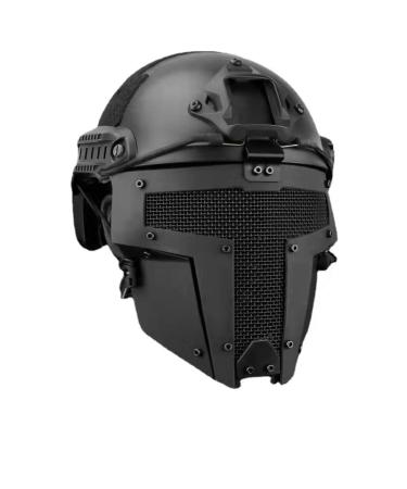 IPEXI Cosplay Tactical Airsoft Helmet Medieval Dark Iron Samurai Tactical Riding Sorta-Kinda Mandalorian/Galac-Tac Style Helmet, Black, 21.2in-25.2''