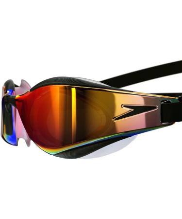 Speedo Fastskin Hyper Elite Adult Mirrored Goggles - Unisex One Size Black/Oxide Grey/Fiery Gold - Best Performance Swim Goggles for Competitive Athletes - Buy Online on GoSupps.com